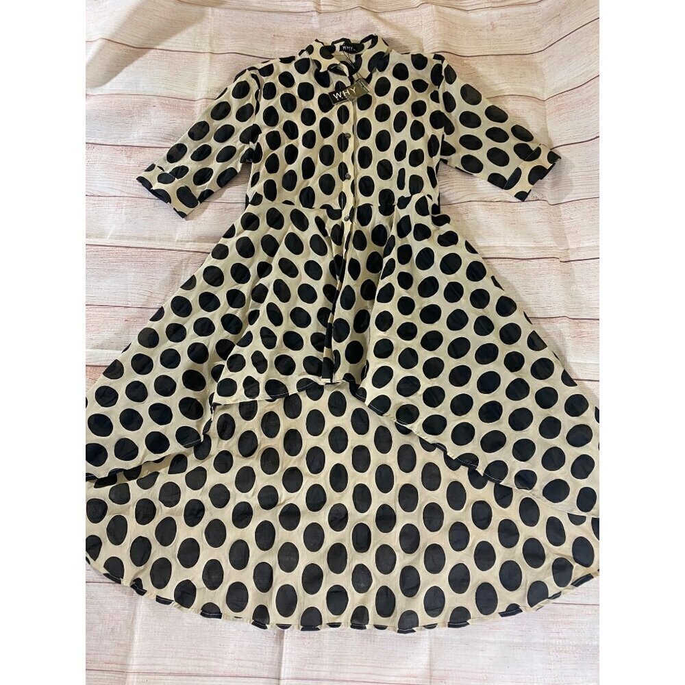 NWT Why Dress Apparel Button Front High Low Short Sleeve Dress - XL - Picture 5 of 13